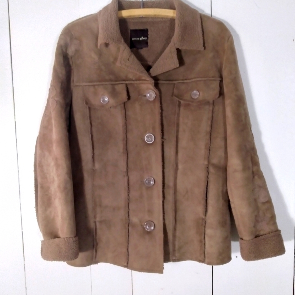 cotton ginny sherpa faux suede shacket - Picture 1 of 9